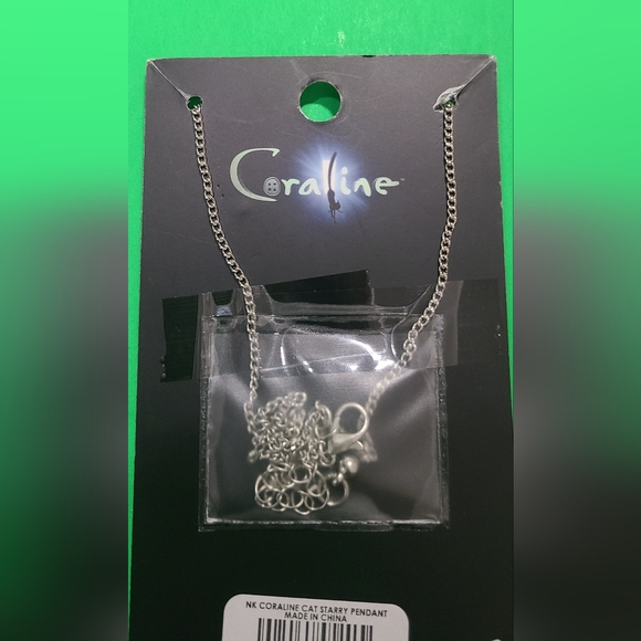 Laika Coraline Cat Starry Night Necklace Stars Moon Glitter Sparkle Black Blue - Picture 3 of 4